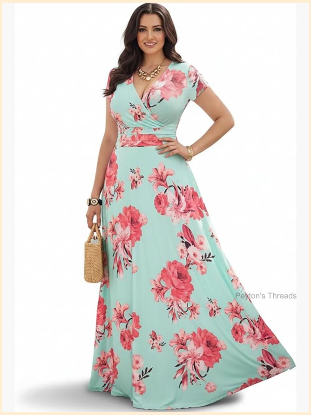 Long Modest Floor Length Flowing Summer Print Maxi Dress